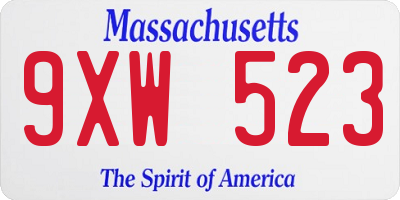 MA license plate 9XW523