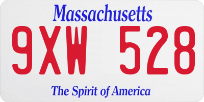 MA license plate 9XW528