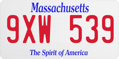 MA license plate 9XW539