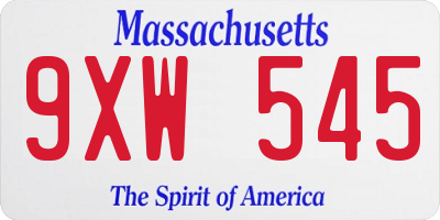 MA license plate 9XW545