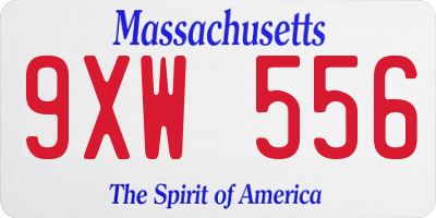 MA license plate 9XW556