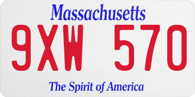 MA license plate 9XW570