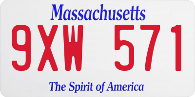 MA license plate 9XW571
