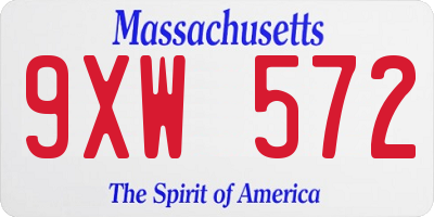MA license plate 9XW572