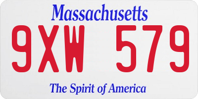 MA license plate 9XW579