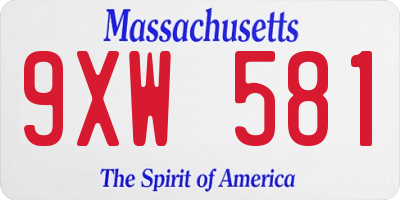 MA license plate 9XW581