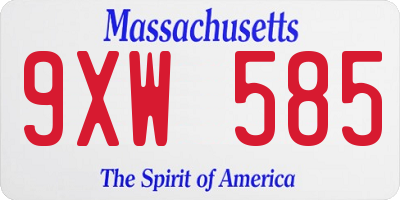 MA license plate 9XW585