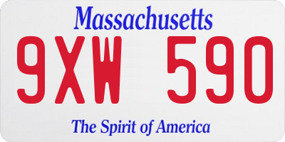 MA license plate 9XW590