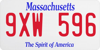 MA license plate 9XW596