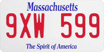 MA license plate 9XW599