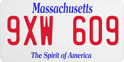 MA license plate 9XW609