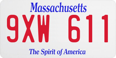 MA license plate 9XW611