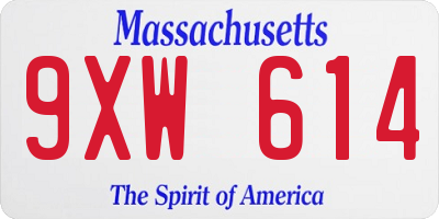 MA license plate 9XW614