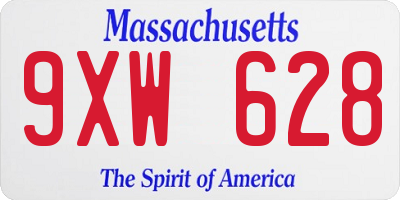 MA license plate 9XW628