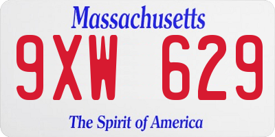 MA license plate 9XW629