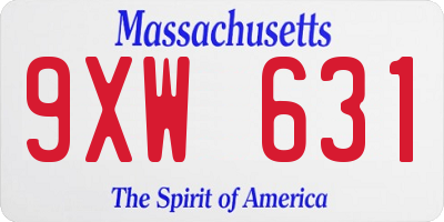 MA license plate 9XW631