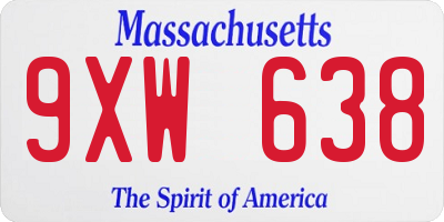 MA license plate 9XW638