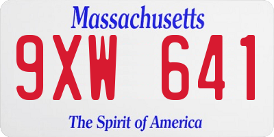 MA license plate 9XW641