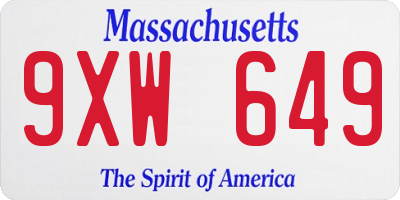 MA license plate 9XW649