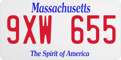 MA license plate 9XW655