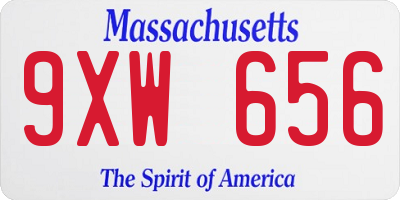 MA license plate 9XW656