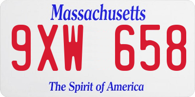 MA license plate 9XW658