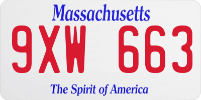 MA license plate 9XW663