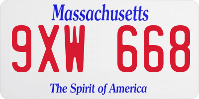 MA license plate 9XW668