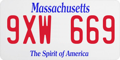 MA license plate 9XW669