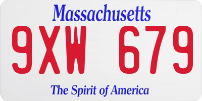 MA license plate 9XW679