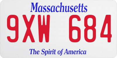 MA license plate 9XW684