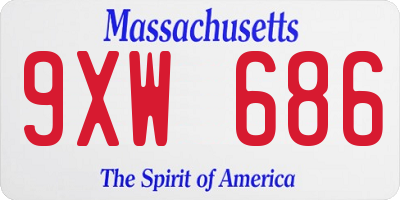 MA license plate 9XW686