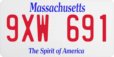 MA license plate 9XW691