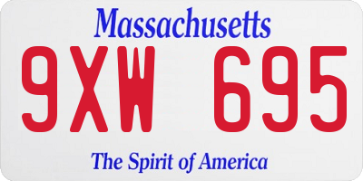 MA license plate 9XW695