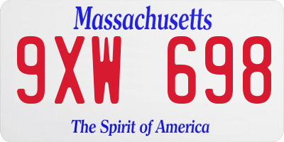 MA license plate 9XW698