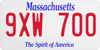 MA license plate 9XW700