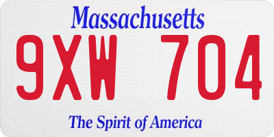 MA license plate 9XW704