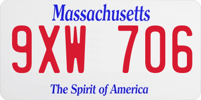 MA license plate 9XW706