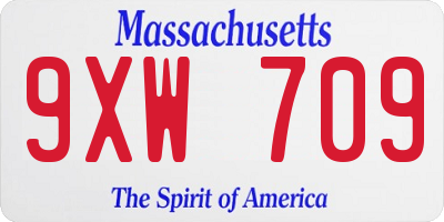 MA license plate 9XW709