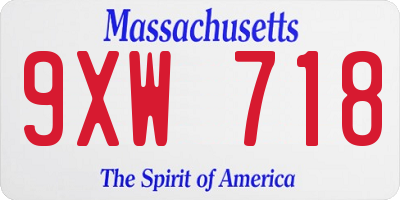 MA license plate 9XW718