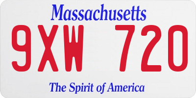 MA license plate 9XW720