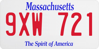 MA license plate 9XW721
