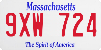 MA license plate 9XW724