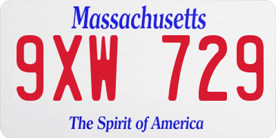 MA license plate 9XW729