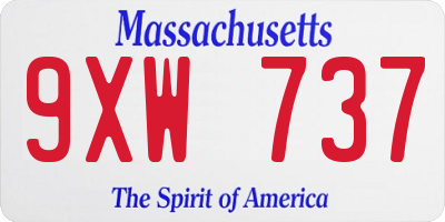 MA license plate 9XW737