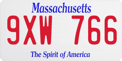 MA license plate 9XW766