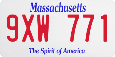 MA license plate 9XW771