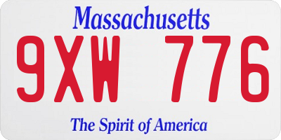 MA license plate 9XW776