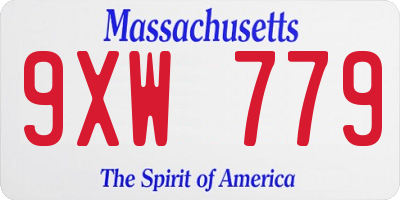 MA license plate 9XW779