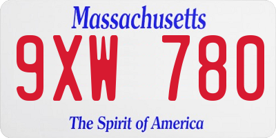 MA license plate 9XW780